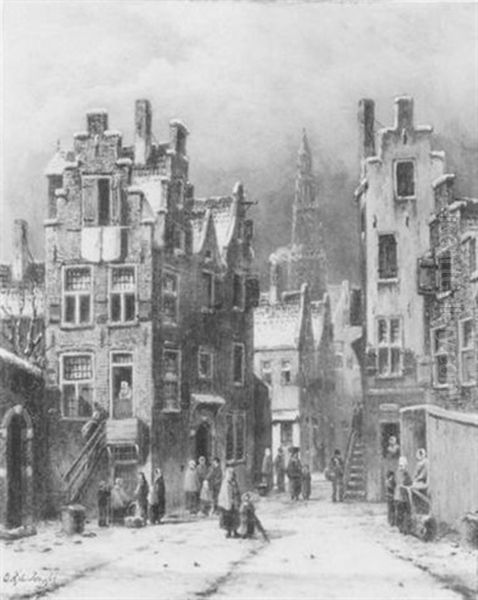 Winterliche Strassenszene In Holland - view 1