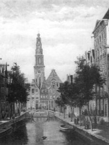 A View Of The Groenburgwal, Amsterdam by Oene Romkes De Jongh