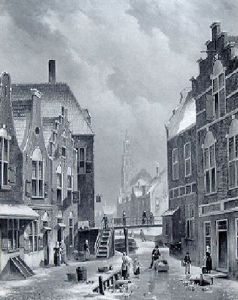 Winter Scene In Amsterdam by Oene Romkes De Jongh