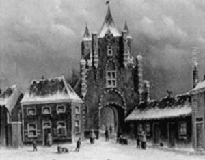 A Towngate In Zwolle In Winter A Towngate In Zwolle In Winter