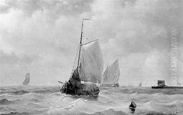 Een Hooijtjalk Voor De Kust - view 1