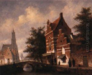 A Dutch Canal Town by Oene Romkes De Jongh