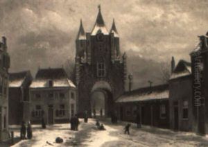 Wintry Afternoon In A Dutch Village by Oene Romkes De Jongh