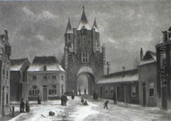 Snowy Village Courtyard - view 1