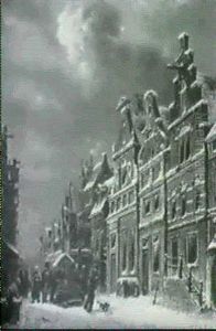 A Dutch Street Scene In Winter by Oene Romkes De Jongh