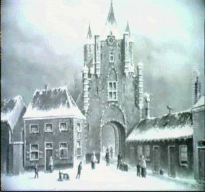 Winterliche Stadtansicht Mit Stadttor