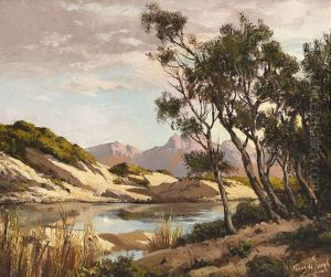 Trees On A Riverbank by Tinus de Jongh