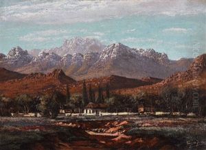 Cape Farmscape With Snow Capped Mountains