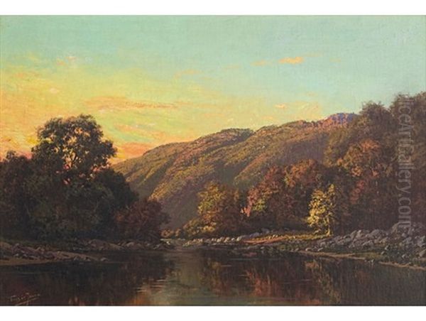 Reflections On A River At Sunset - view 1