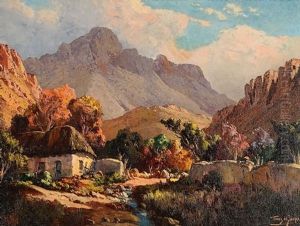 Farmhouse Between The Mountains by Tinus de Jongh