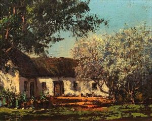 Cottage With Apple Tree In Blossom by Tinus de Jongh