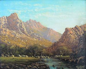 Mountainous Landscape With River by Tinus de Jongh