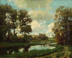 Figure By A Foot Bridge