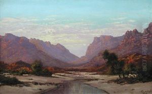 South African Scene With Mountains by Tinus de Jongh