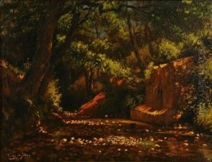 A River Bed With Oak Tree by Tinus de Jongh