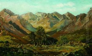 An Extensive Mountainous Landscape by Tinus de Jongh
