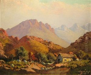 Cottage In A Mountainous Landscape by Tinus de Jongh