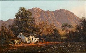Cape Farmstead At Sunset by Tinus de Jongh