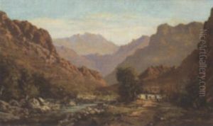 A Cottage In A Mountainous Landscape by Tinus de Jongh
