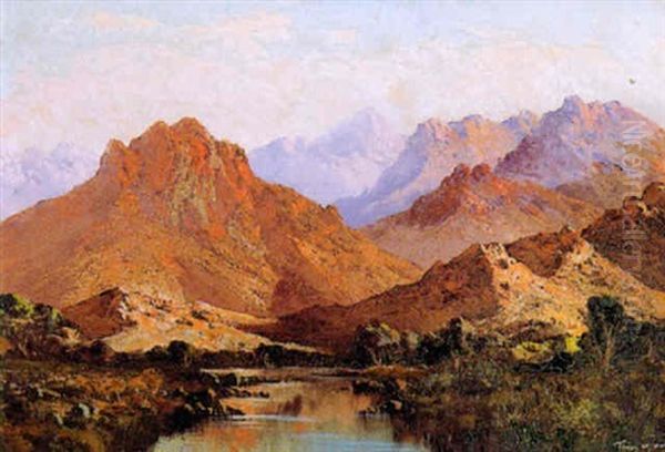 A Mountainous Landscape With A River - view 1