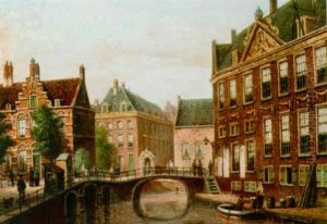 A View Of The Grimburgwal, Amsterdam by Tinus de Jongh
