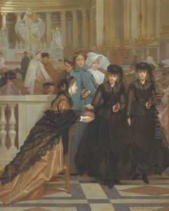 Elegantes A La Sortie De La Messe by Gustave Leonhard de Jonghe