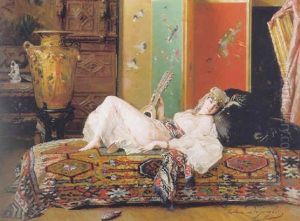 A Reclining Odalisque by Gustave Leonhard de Jonghe