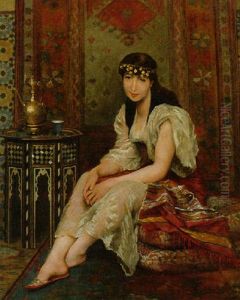 A Seated Oriental Beauty by Gustave Leonhard de Jonghe