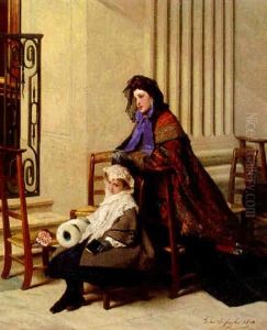 A Mother And Her Daughter In Church by Gustave Leonhard de Jonghe