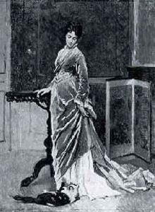 A Lady Standing In An Interior by Gustave Leonhard de Jonghe