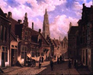 Dutch Market Town by Gustave Leonhard de Jonghe