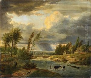 Sommerliche Landschaft Bei Aufziehendem Gewittersturm