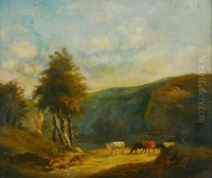 Landschaft Mit Bergsee Und Hirtenstaffage by Jean-Baptiste de Jonghe