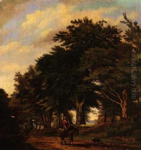Landstrasse Mit Bauerin Auf Maultier Auf Dem Weg Zem Markt by Jean-Baptiste de Jonghe