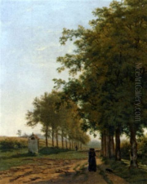 Pretre Lisant Son Breviaire Sur Un Chemin Arbore - view 1