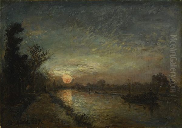 Le Canal Au Coucher Du Soleil, Hollande - view 1