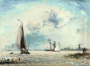 Sailing Boats On The Meuse by Johan Barthold Jongkind
