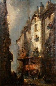 Ruelle Animee Au Clair De Lune by Johan Barthold Jongkind
