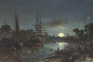Claire De Lune Aux Environs De Paris by Johan Barthold Jongkind