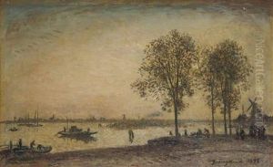 La Meuse Et Le Merweede Devant Dordrecht, Hollande by Johan Barthold Jongkind