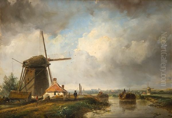 Moulins Et Barques En Hollande, 1846 - view 1