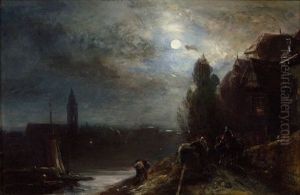 Effet De Lune Sur L'escaut - 1853 Effet De Lune Sur L'escaut - 1853