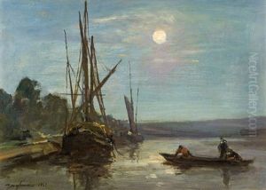 Fishing Boats By Moonlight by Johan Barthold Jongkind
