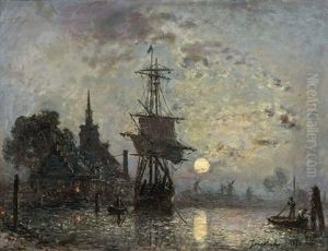 Rotterdam La Nuit: Le Hoofdpoort by Johan Barthold Jongkind