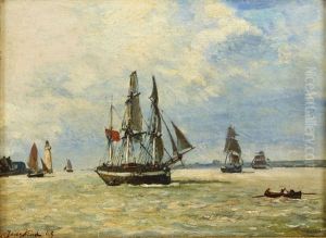 Bateaux Sortant Du Port De Honfleur by Johan Barthold Jongkind