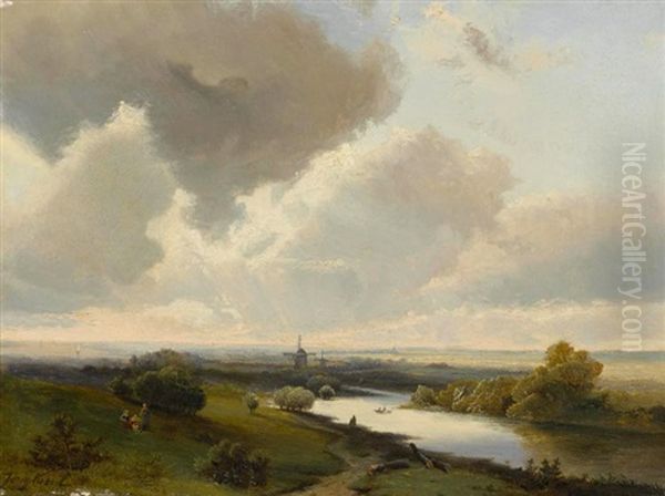 Weite Landschaft Mit Figuren Und Muhle - view 1