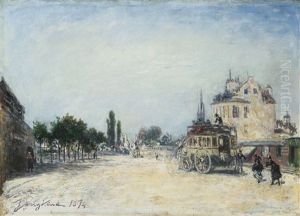 L'omnibus De La Glaciere A La Barriere Rochechouart by Johan Barthold Jongkind