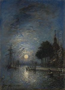 Le Port De Dordrecht Au Crepuscule