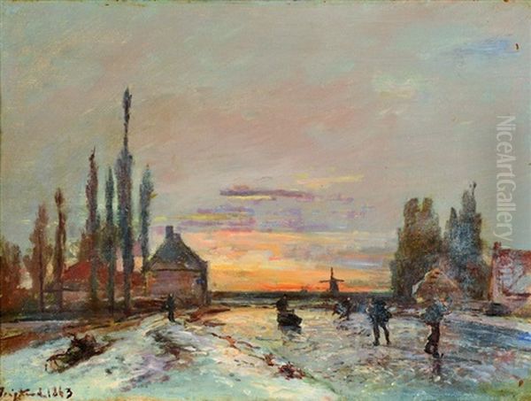 Les Patineurs Au Soleil Couchant - view 1