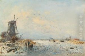 Scene D'hiver En Hollande by Johan Barthold Jongkind